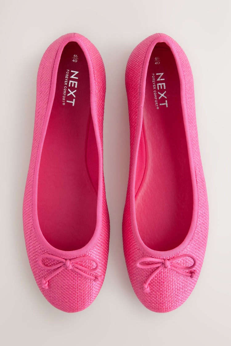 Pink Raffia Standard/Wide Fit Forever Comfort® Ballerinas Shoes - Image 1 of 1
