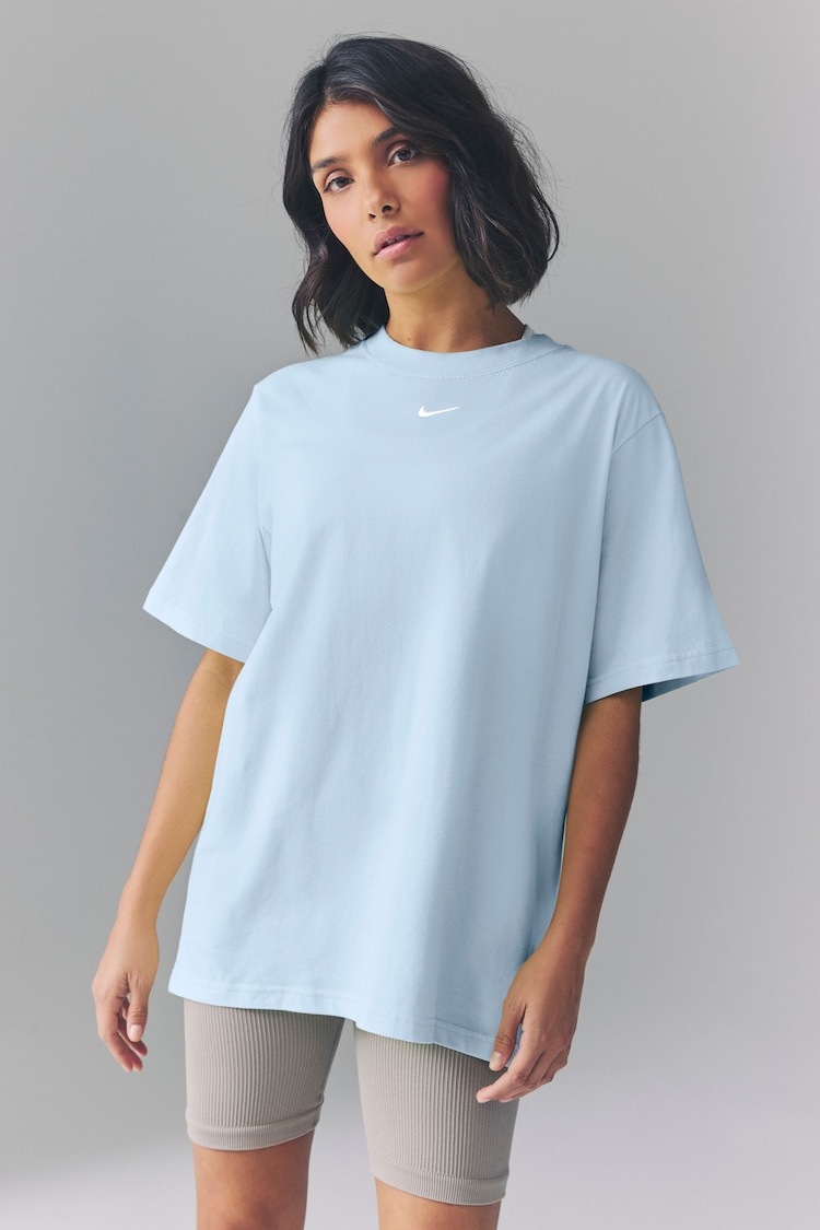 Nike Light Blue Tint Oversized Mini Swoosh Sportswear T-Shirt - Image 1 of 1
