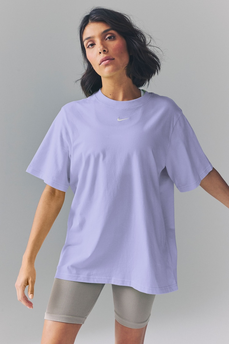 Nike Lilac Ice Oversized Mini Swoosh Sportswear T-Shirt - Image 1 of 1