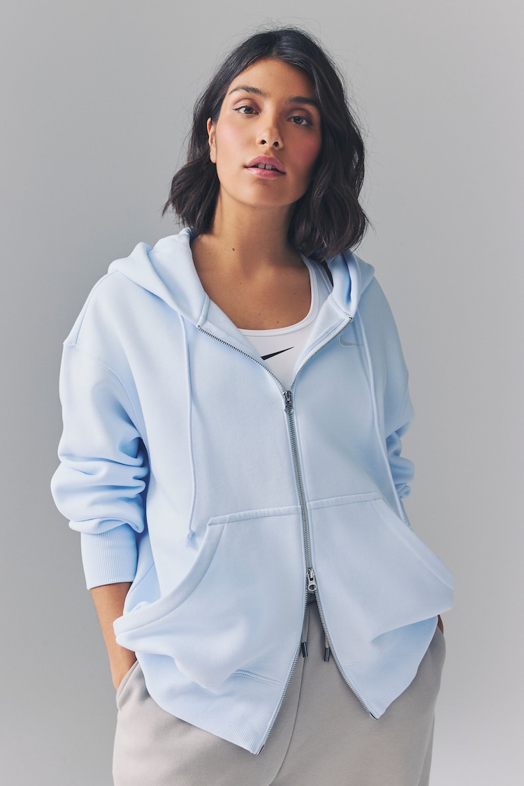 Nike Light Blue Tint Oversized Mini Phoenix Fleece Swoosh Full Zip Hoodie - Image 1 of 1