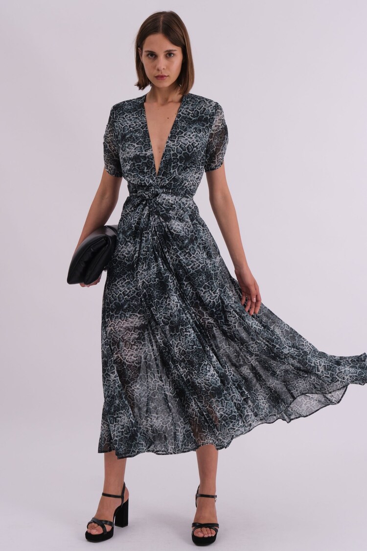 Religion Green Delight Maxi Wrap Dress With Cap Sleeve in Beautiful Prints - Image 1 of 1