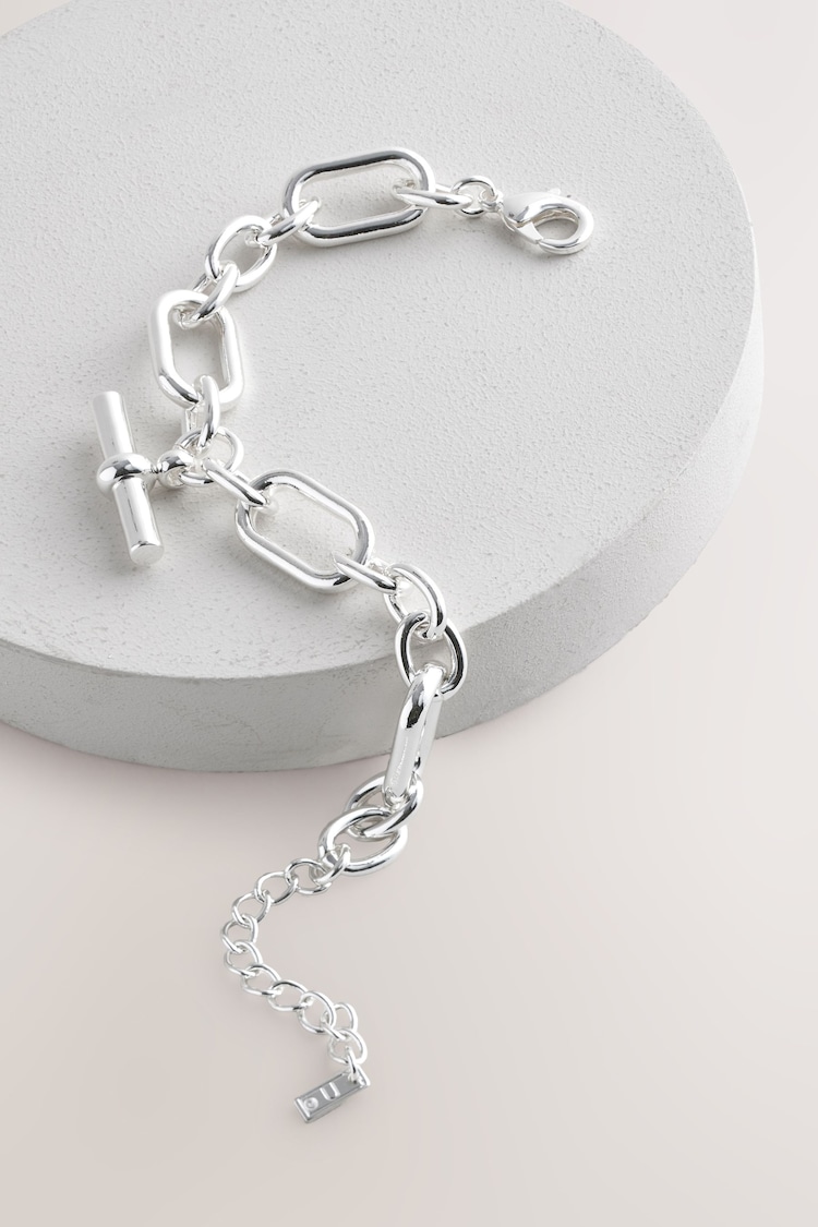 Silver Tone Chunky T-Bar Bracelet - Image 1 of 1