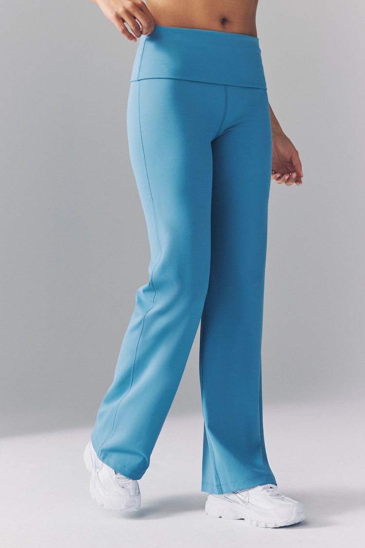Nike Smokey Blue One High Waisted Fold Over Flared Leggings - Image 1 of 1