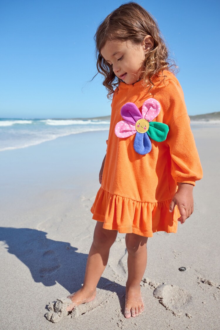 Orange Flower Towelling Hoodie (3mths-8yrs) - Image 1 of 1