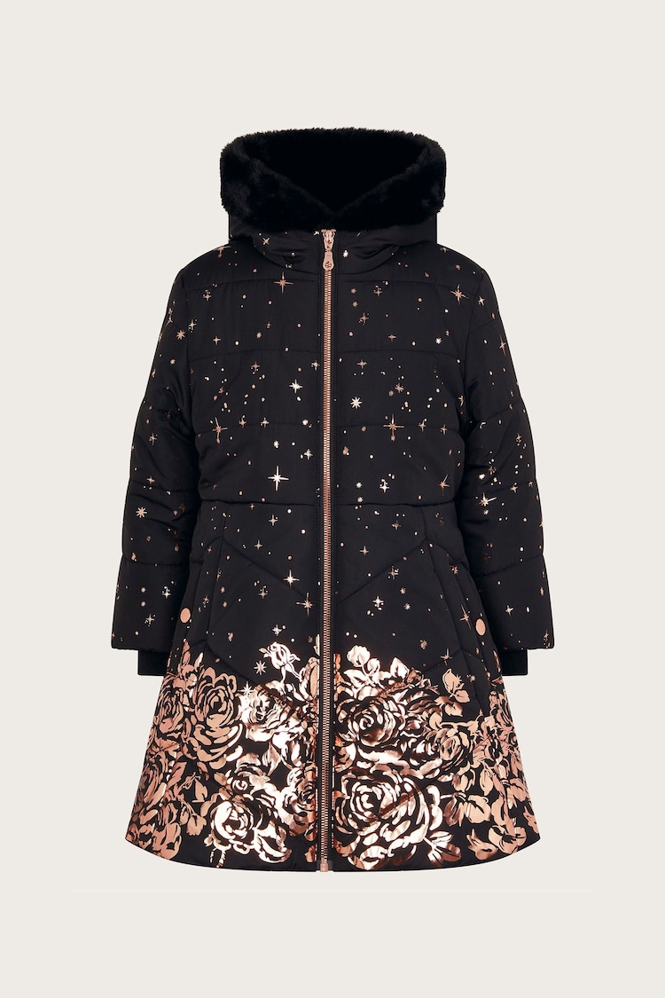 Monsoon Gold Fiorella Foil Border Coat - Image 1 of 1