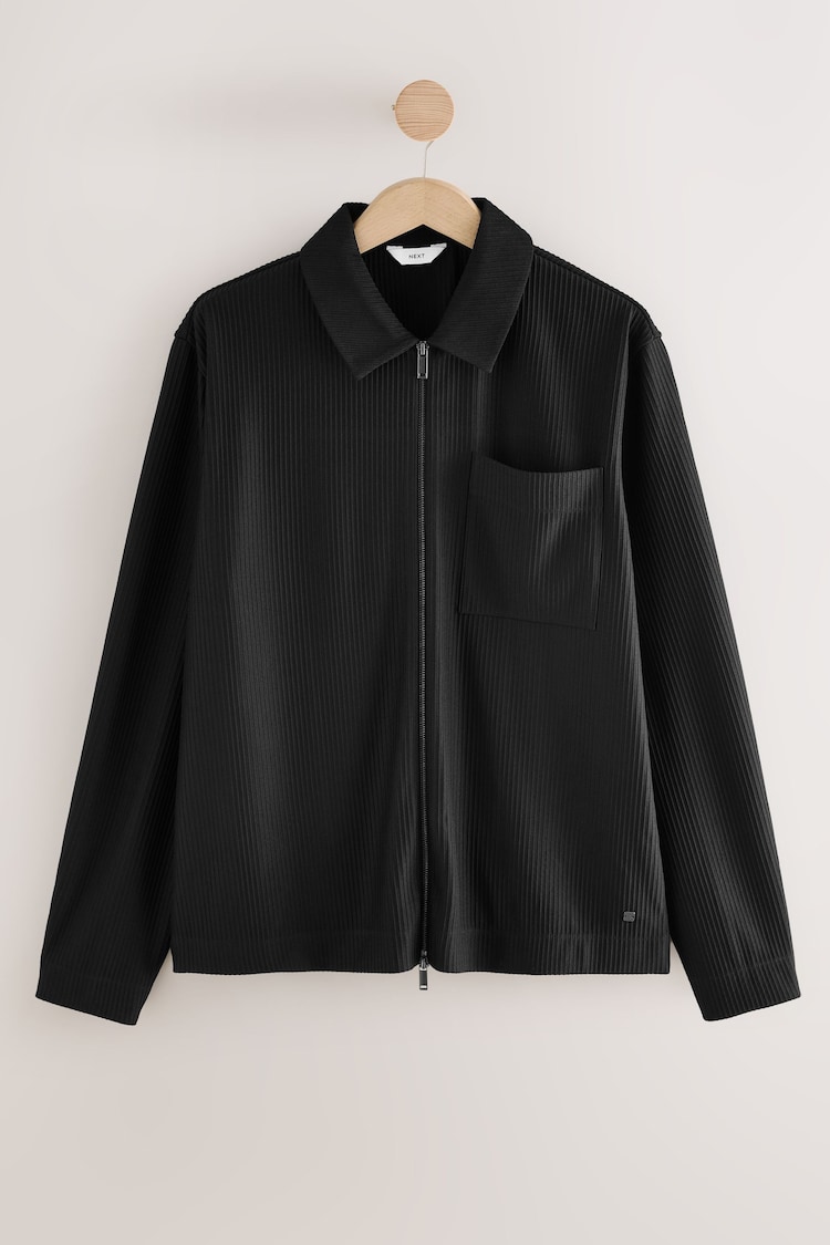 Negro - Plisse Zip Shacket - Imagen 1 de 1