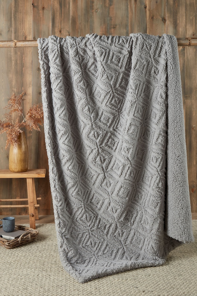 Fusion Grey Romo Fleece and Sherpa Throw - Image 1 of 1