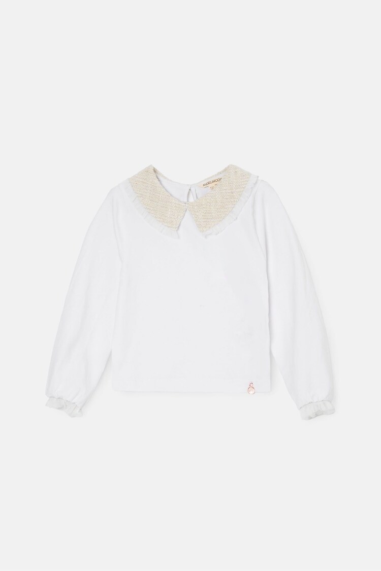 Angel & Rocket Natural Opal Jersey Top With Tweed Collar - Image 1 of 1