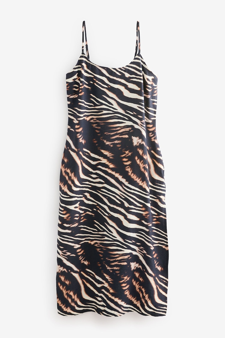 Black/Animal Midi Slip Summer Dress - Image 1 of 1