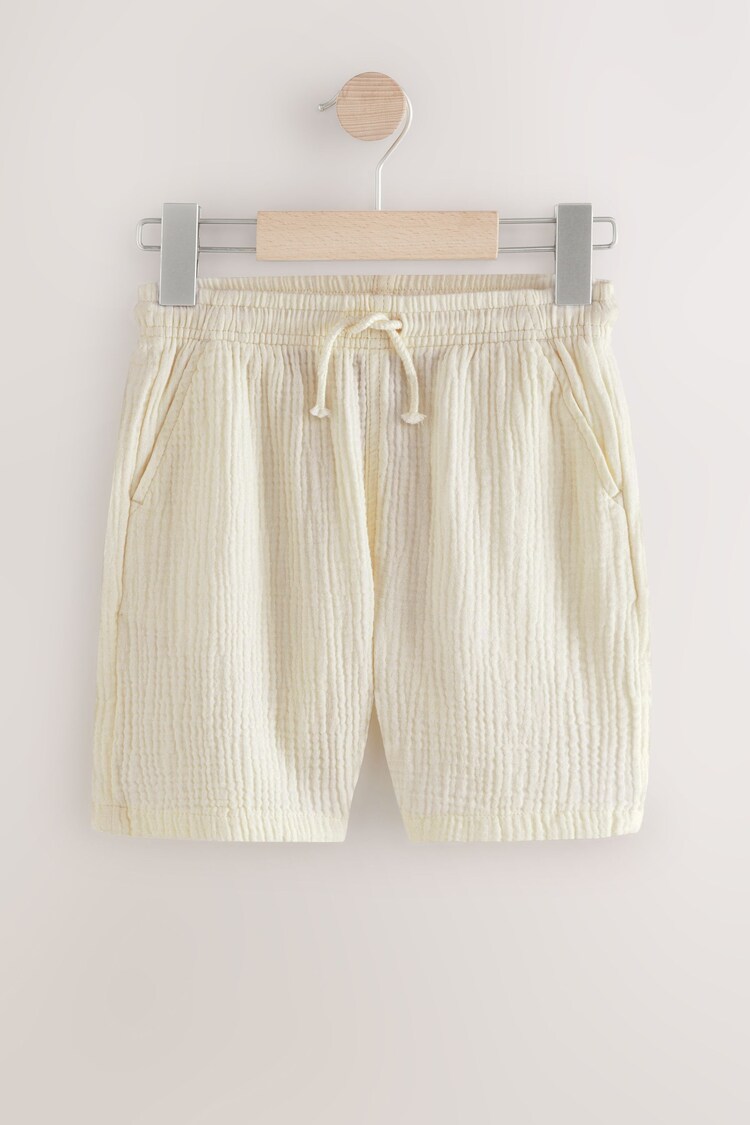 Buttermilk Yellow 100% Cotton Soft Textured Woven Shorts (3-16yrs) - Image 1 of 1