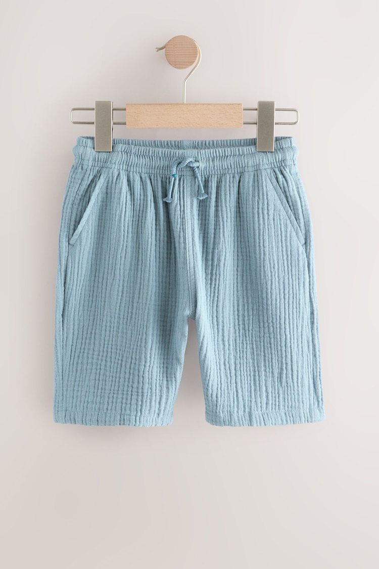 Navy 100% Cotton Soft Textured Woven Shorts (3-16yrs) - Image 1 of 1