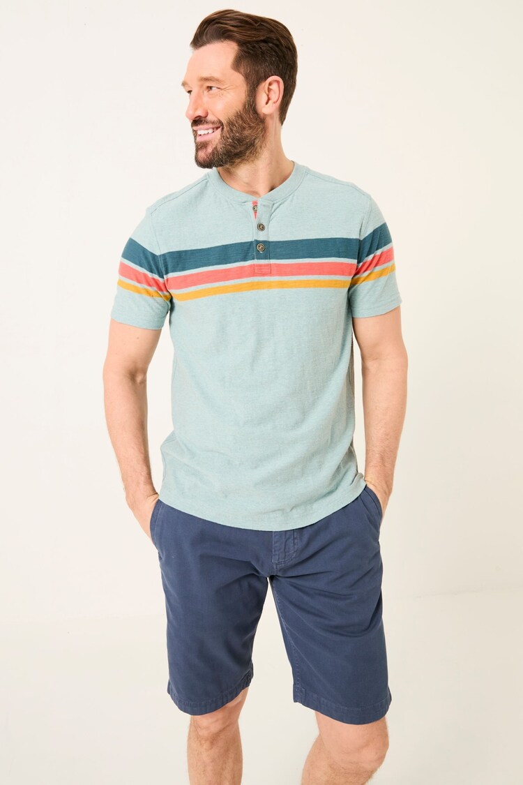 FatFace Henley Light Blue Chest Stripe Henley - Image 1 of 1