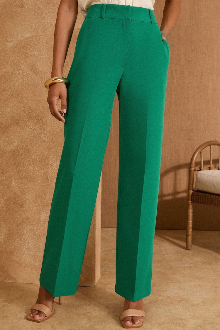 Love & Roses Green Petite High Waist Wide Leg Tailored Trousers - Image 1 of 1