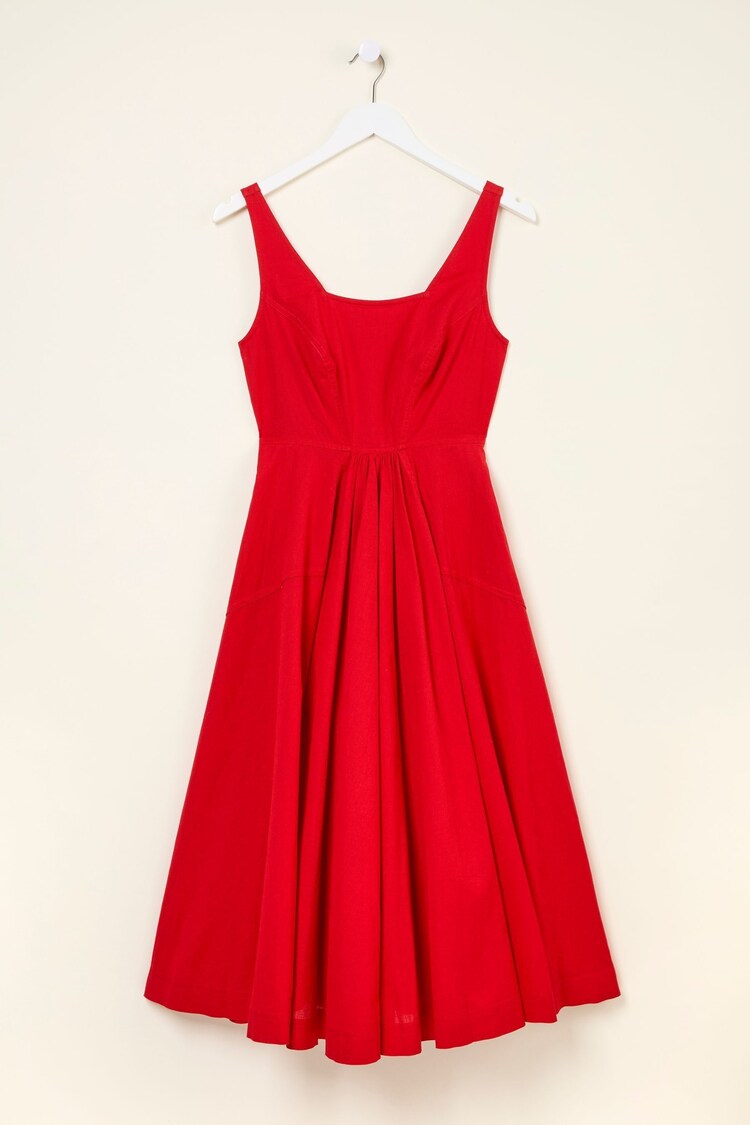 FatFace Maria Red Midi Dress - Image 1 of 1