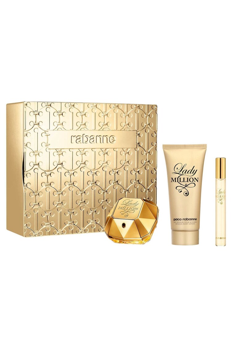 Rabanne Lady Million Eau de Parfum 50ml, Body Lotion 75ml & Travel Spray 10ml Gift Set (Worth Over £108) - Image 1 of 1