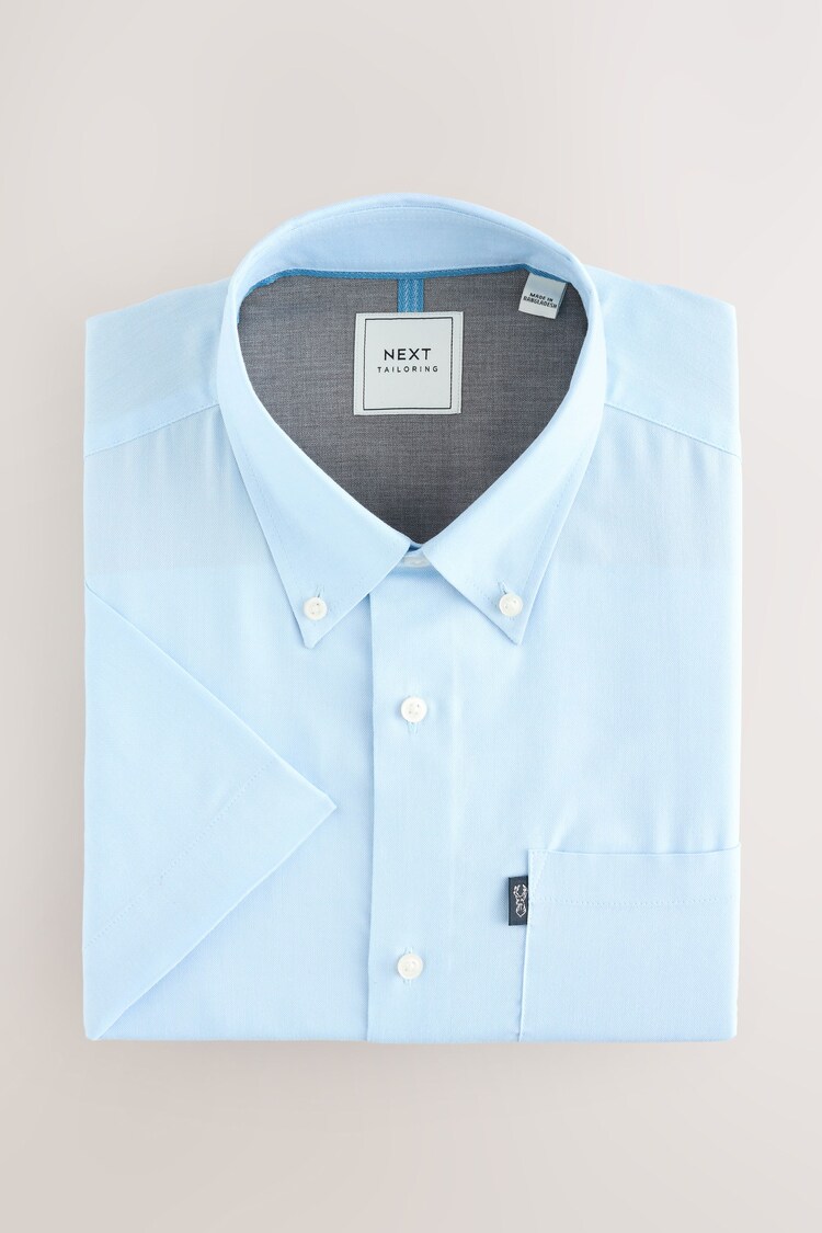 Light Blue Regular Fit Short Sleeve Easy Iron Button Down Oxford Shirt - Image 1 of 1