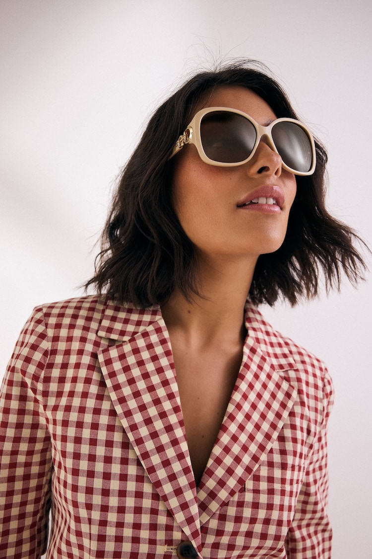 Cream Wrap Sunglasses - Image 1 of 1 Cream Wrap Sunglasses - Image 1 of 1