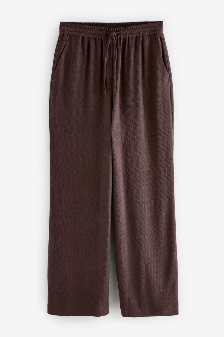 Brown Crinkle Textured Wide Leg Trousers - Image 1 of 1