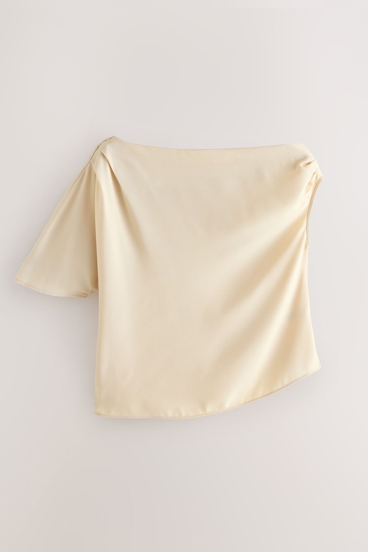 Cream Asymmetric Drape Short Sleeve Top - Image 1 of 1