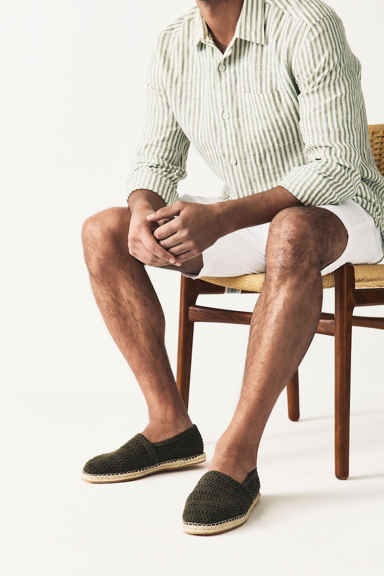 Khaki Crochet Knitted Espadrilles - Image 1 of 1