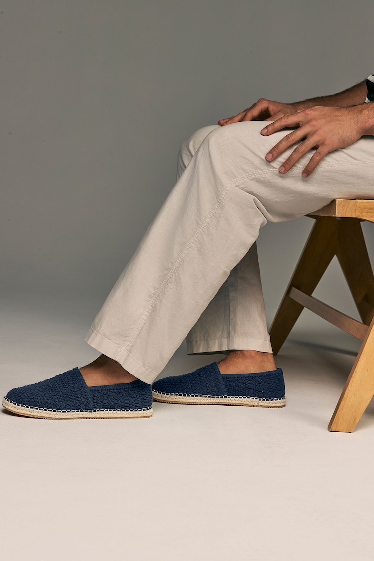 Navy Crochet Knitted Espadrilles - Image 1 of 1