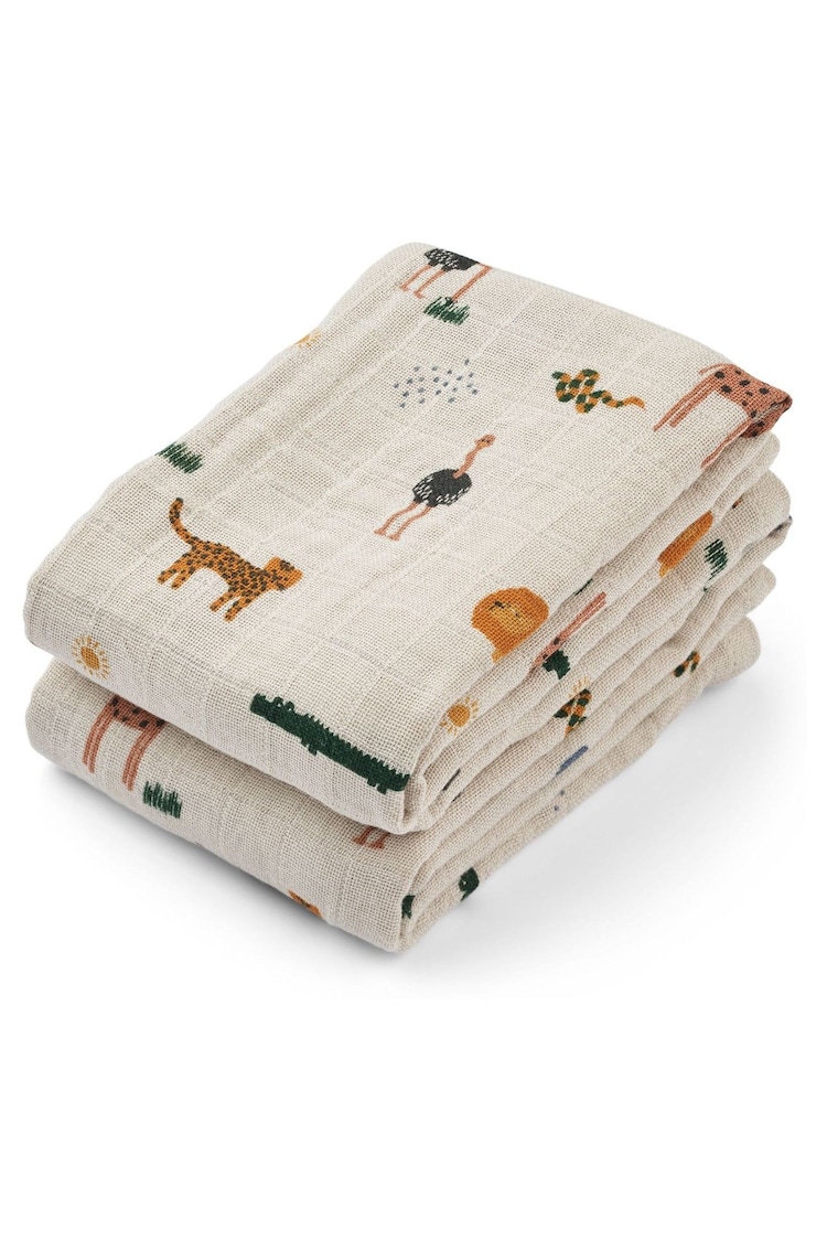Liewood Natural 100%  Cotton Lewis Muslin Cloth 2 Pack - Image 1 of 1