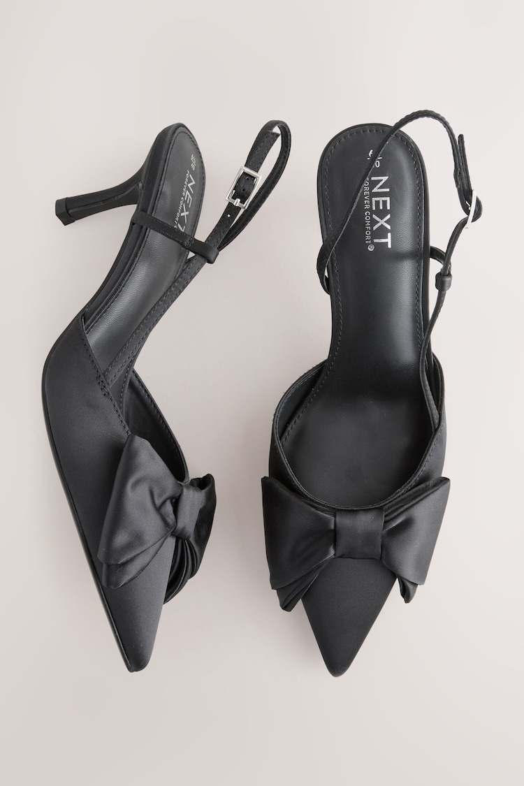 Black Forever Comfort® Point Toe Bow Slingback Heels - Image 1 of 1