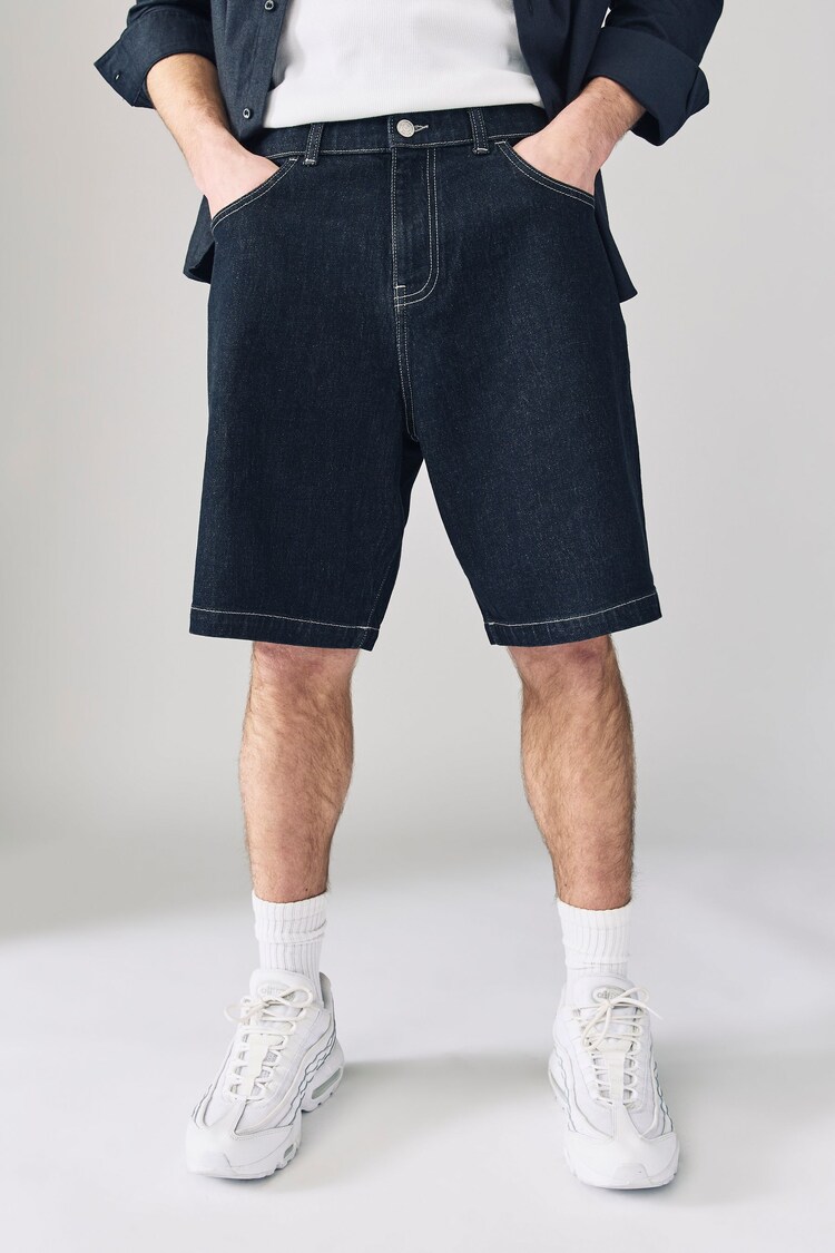 Black Relaxed Fit Denim Shorts - Image 1 of 1