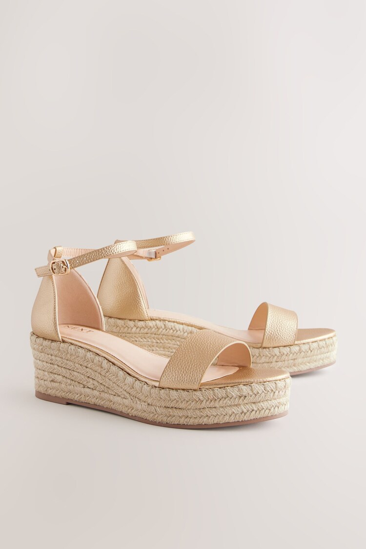 Gold Forever Comfort® Round Toe Flatform Espadrilles Wedges Sandals - Image 1 of 1