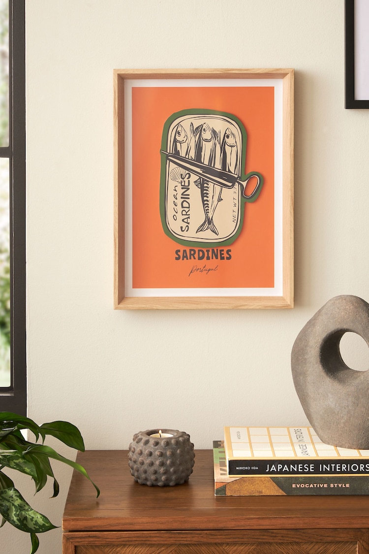Orange Tinned Sardines Print Framed Wall Art - Image 1 of 1