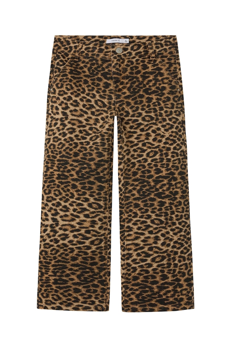Name It Brown Leopard Print 100% Cotton Straight Leg Jeans - Image 1 of 1