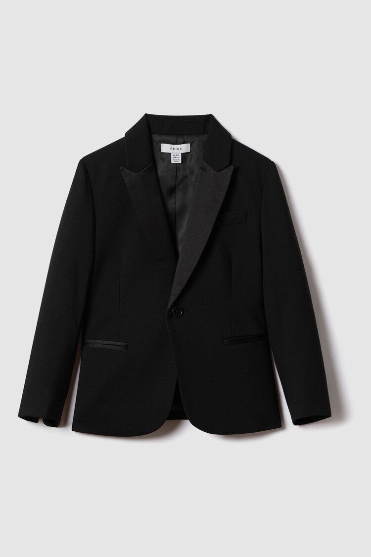 Reiss Black Knightsbridge B Wool-Blend Single-Breasted Tuxedo Jacket - Image 1 of 1