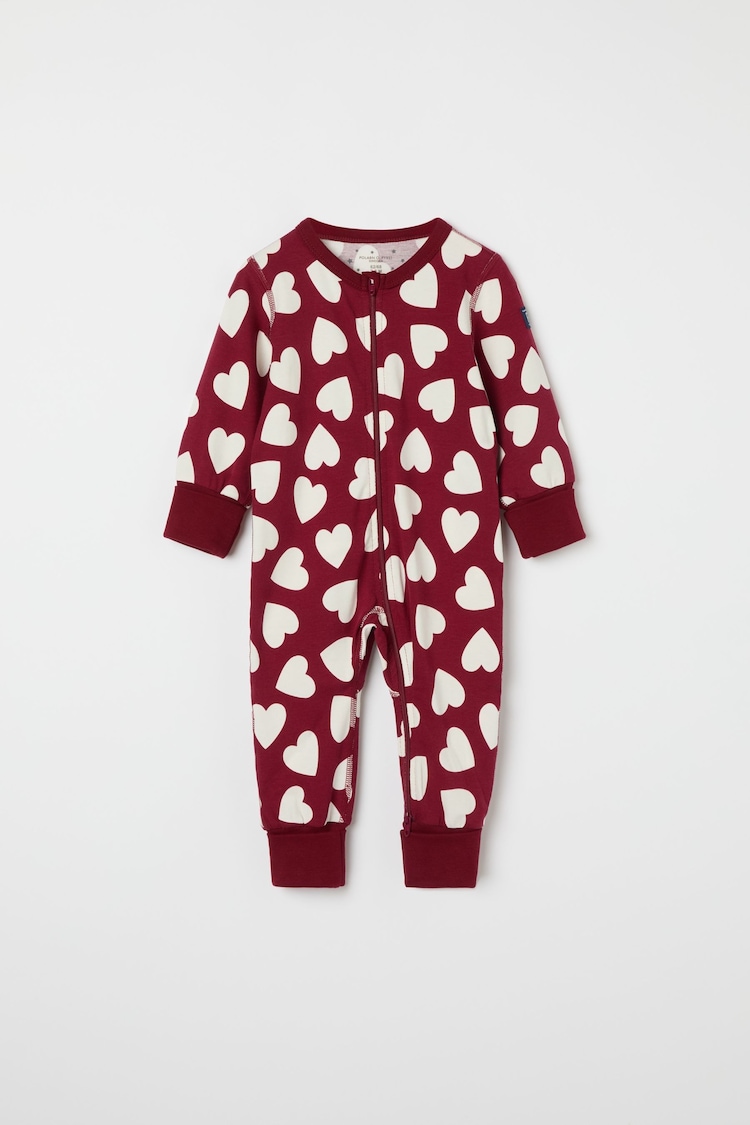 Corazones rojos - Polarn O. Pyret Organic Cotton Blend Sleepsuit - Imagen 1 de 1