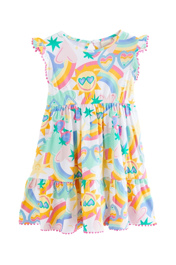 Little Bird by Jools Oliver Multi Rainbow Frilled Sleeve Tiered Dress - Image 1 of 1