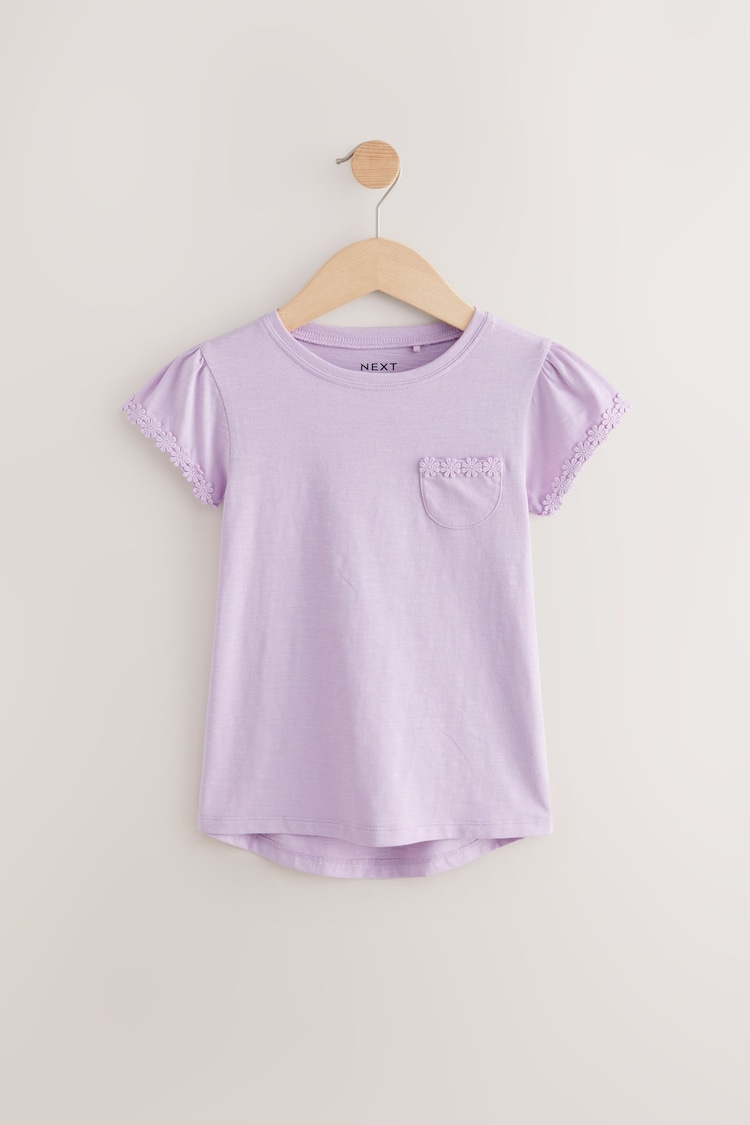 Lilac Purple Daisy Pocket T-Shirt (1.5-16yrs) - Image 1 of 1