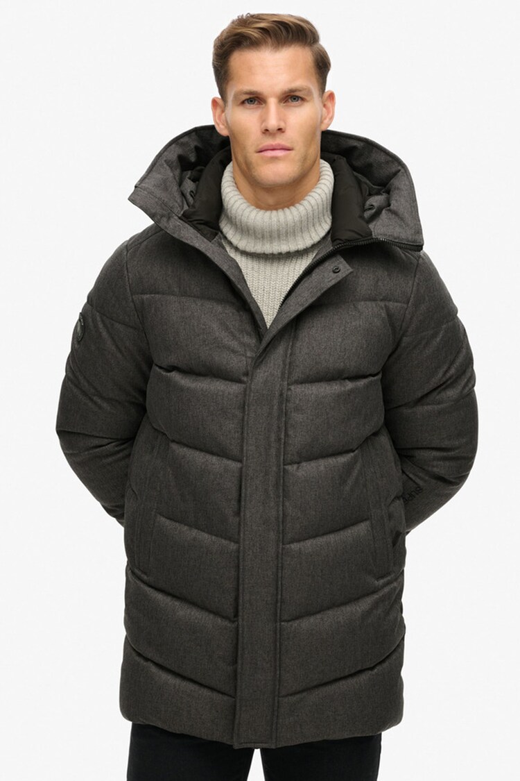 Superdry Black City Chevron Padded Parka Coat - Image 1 of 1
