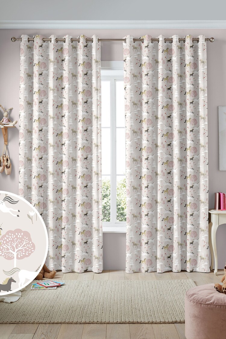 Sophie Allport Soft Pink Forest Ponies Made to Measure Curtains - Image 1 of 1