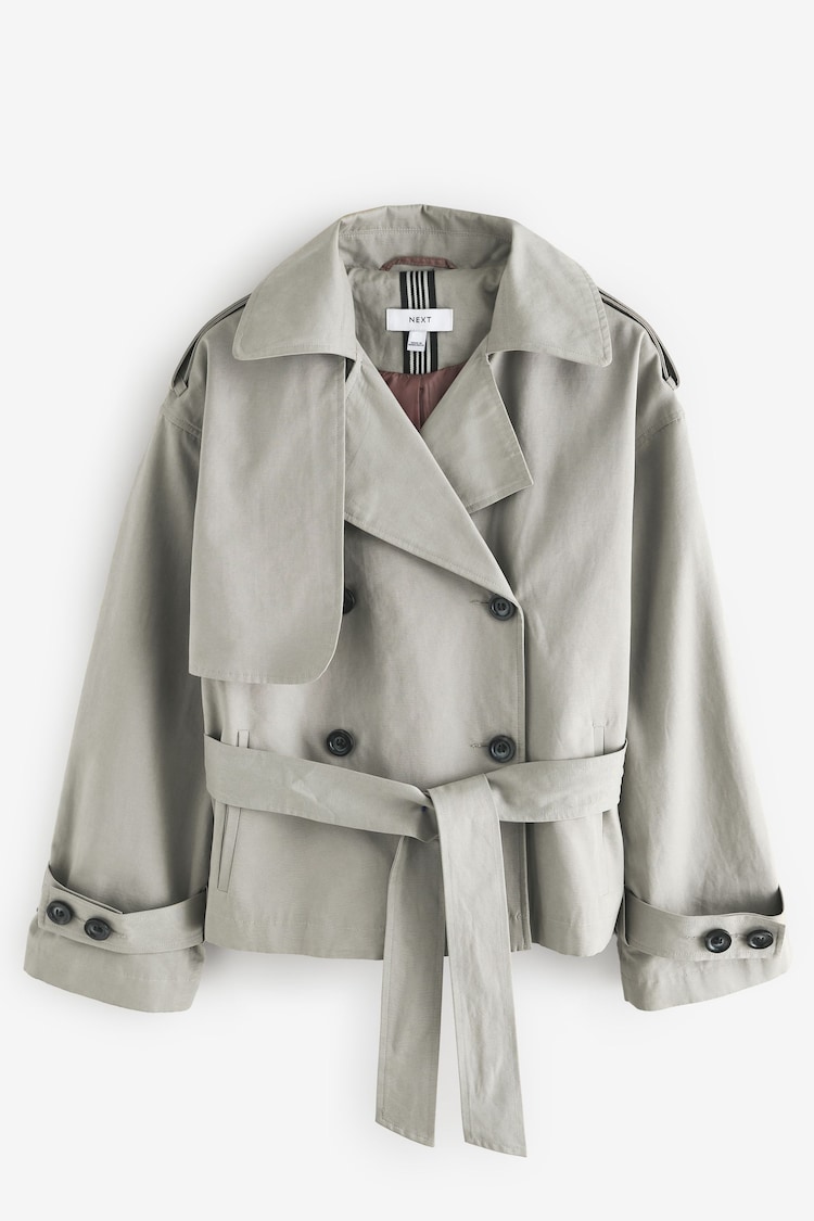 Grey Belted Cropped Trench Jacket - Image 1 of 1