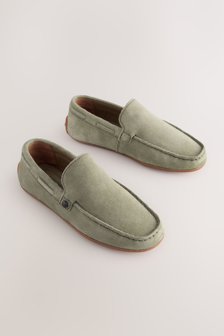 Suede Sage Green Standard Fit (F) Loafers - Image 1 of 1