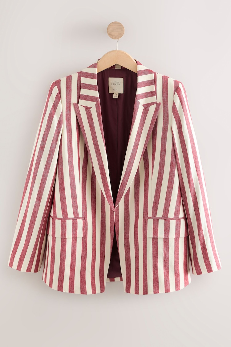 Rojo/crudo - Striped Blazer with Linen - Imagen 1 de 1