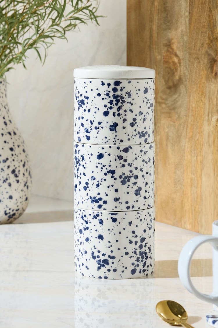 Set of 3 Blue Stacking Storage Jars - Image 1 of 1
