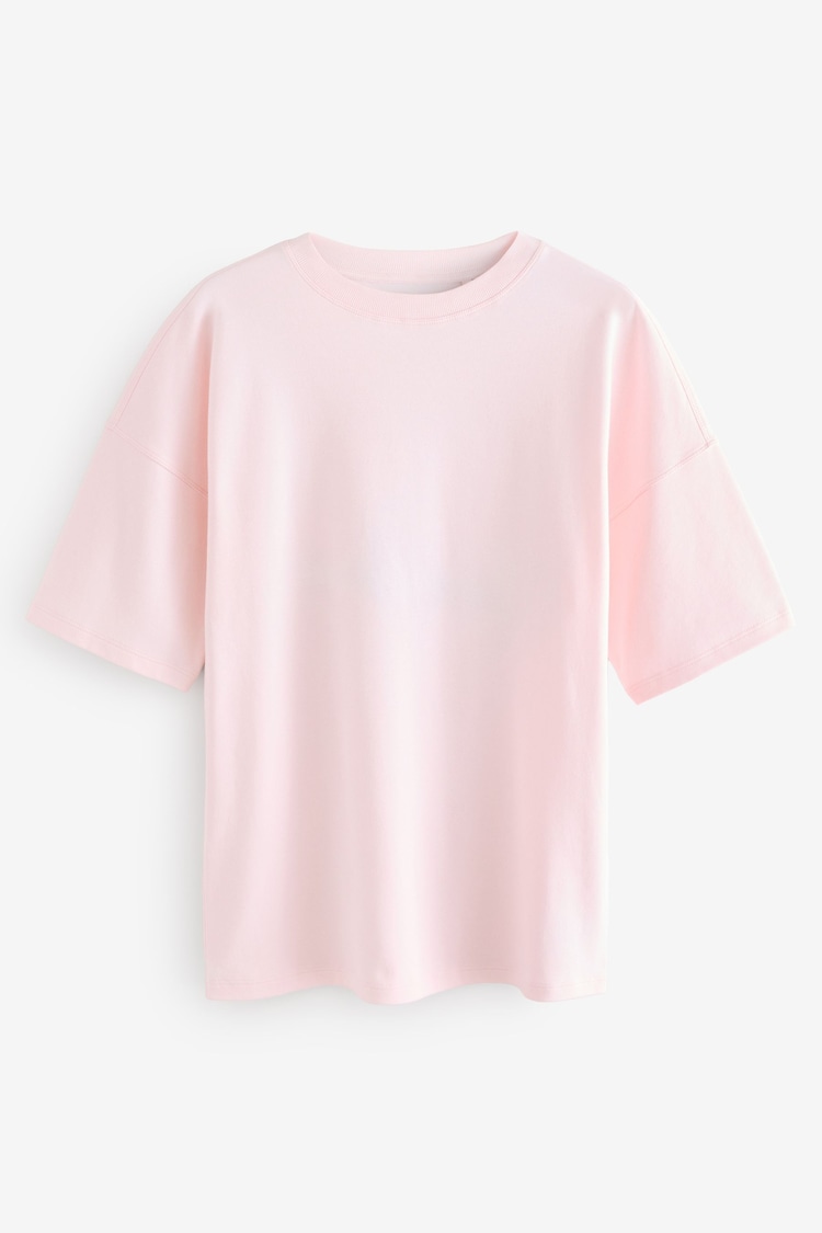 Back Graphic Rio De Janeriro Pink 100% Cotton Relaxed Fit Heavyweight Longline Crew Neck T-Shirt - Image 1 of 1