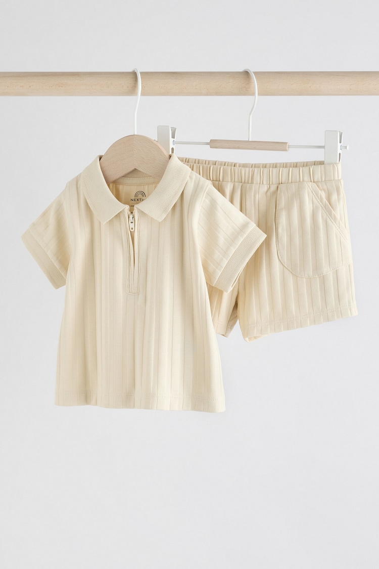 Neutral Polo Top and Shorts Baby Set - Image 1 of 1