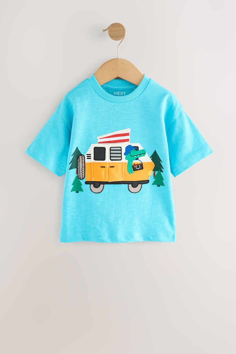 أزرق Campervan - تيشِرت بكُم قصير مزيّن بخياطة أبليكية (3 شهور - 7 سنوات) - صورة 1 من 1