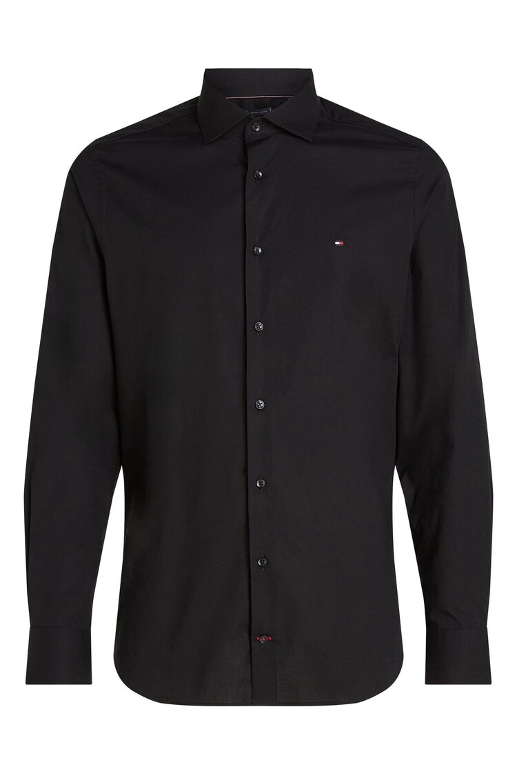 Tommy Hilfiger Black Slim Flex Stretch Cotton Poplin Shirt - Image 1 of 1