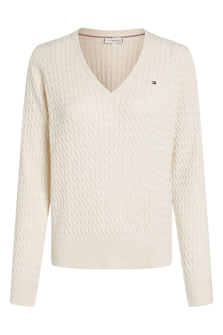 Tommy Hilfiger Natural Cable V-Neck Jumper - Image 1 of 1