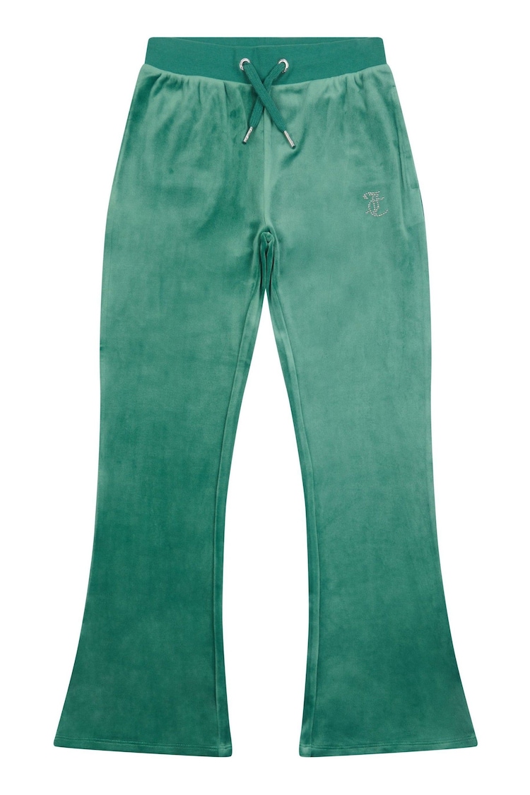 Juicy Couture Green Girls Diamanté Bootcut Joggers - Image 1 of 1