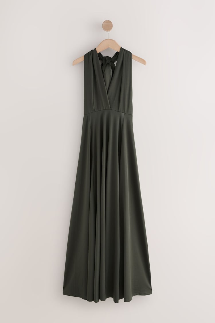 vert foncé - Robe longue de demoiselle d’honneur en jersey multipositions - Image 1 of 1