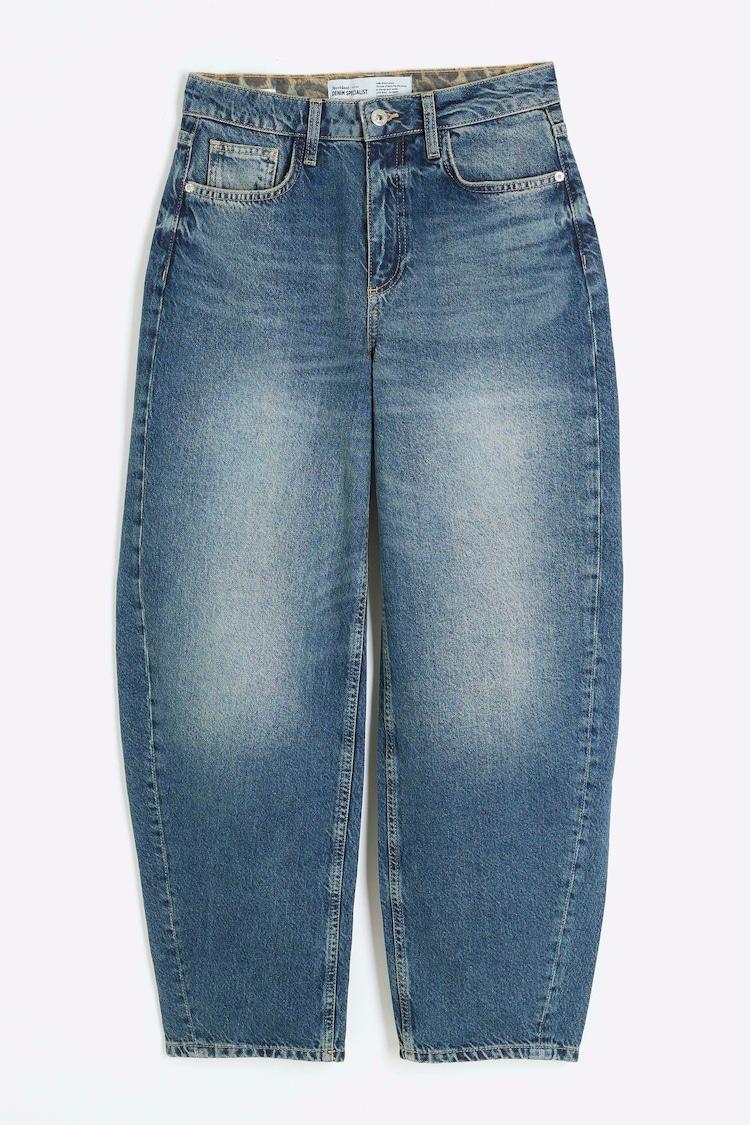 River Island Blue Seamed Barrel Jeans - Image 1 of 1