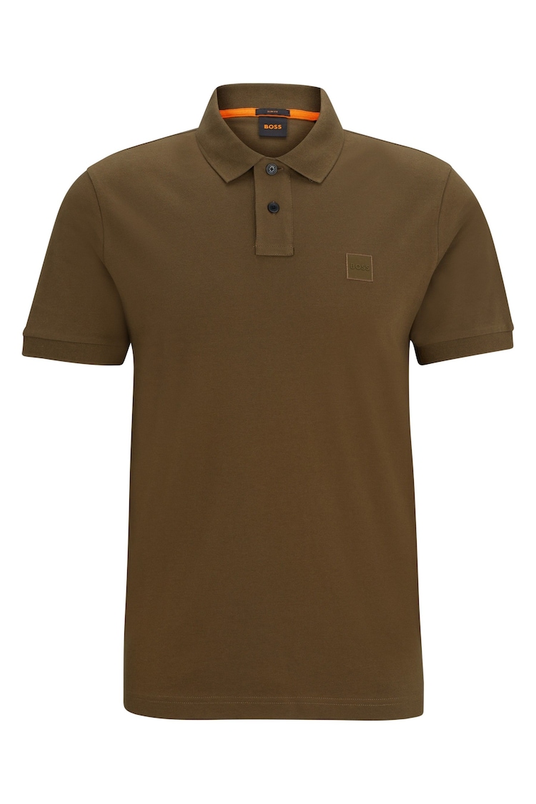 BOSS Green Bolt Slim Fit Passenger Logo Patch Pique Polo Shirt - Image 1 of 1